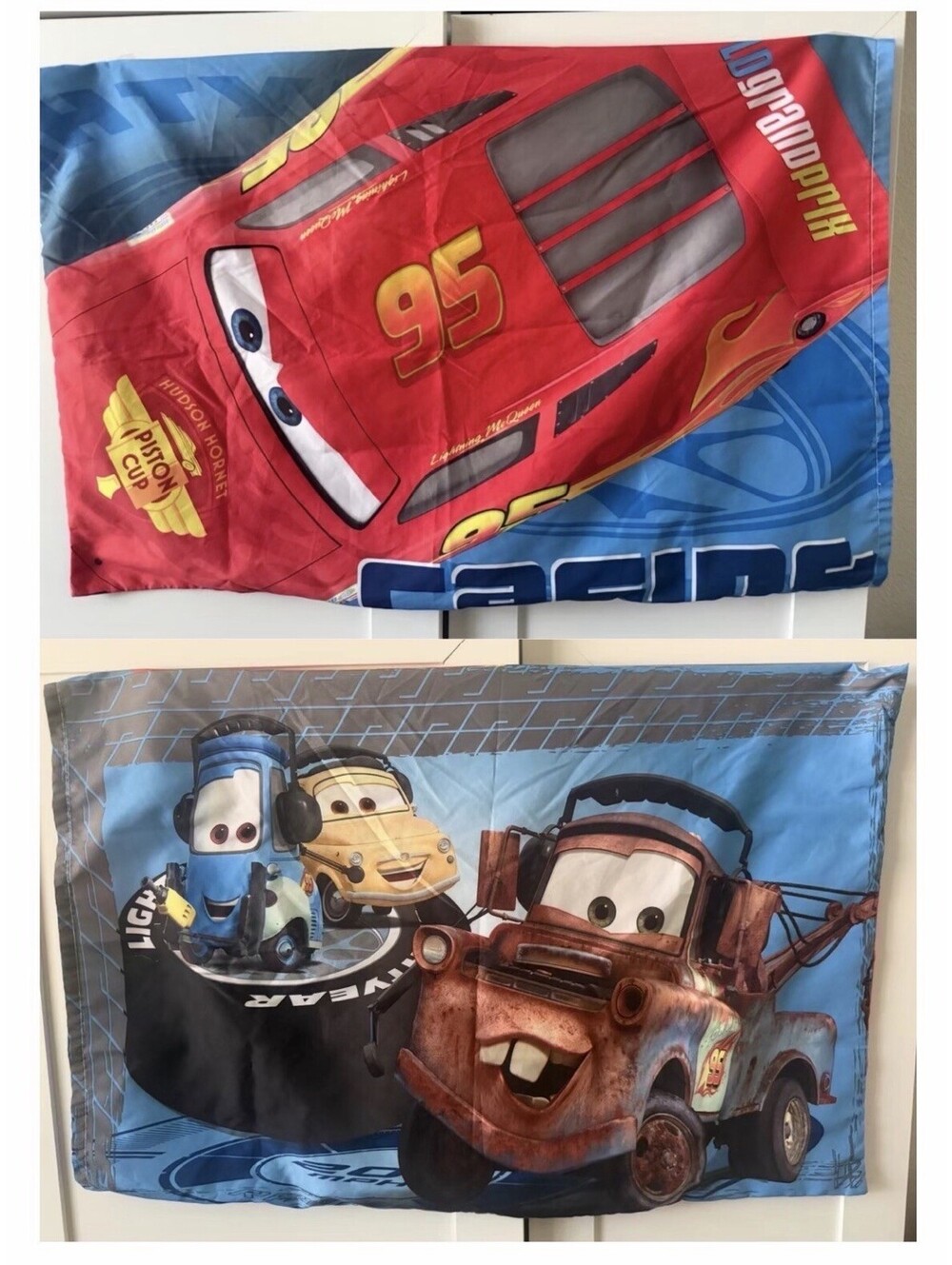 2012 Era Disney Cars 2 Double Sided Queen Pillowcase Lightning McQueen Mater